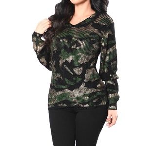 NWT Michael Kors Camouflage V Neck Sweater